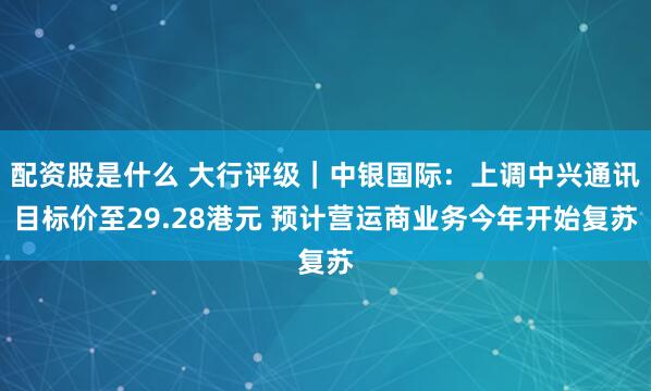 配资股是什么 大行评级｜中银国际：上调中兴通讯目标价至29.28港元 预计营运商业务今年开始复苏
