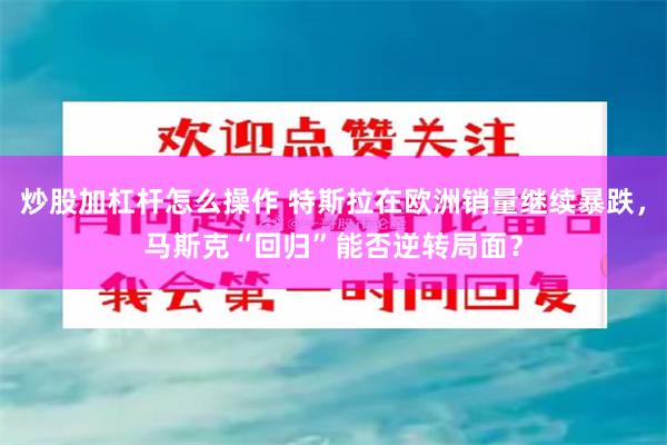 炒股加杠杆怎么操作 特斯拉在欧洲销量继续暴跌，马斯克“回归”能否逆转局面？