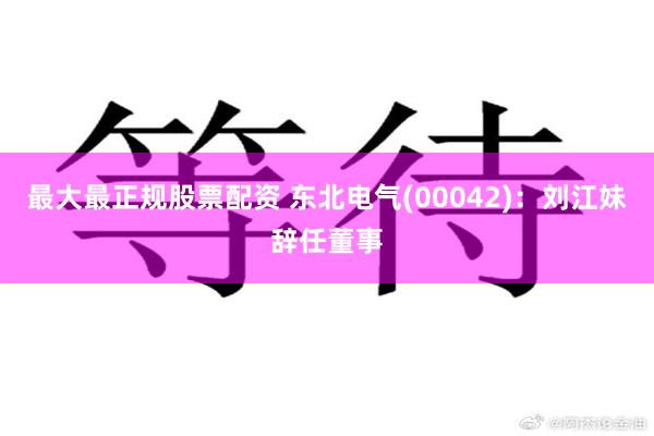 最大最正规股票配资 东北电气(00042)：刘江妹辞任董事