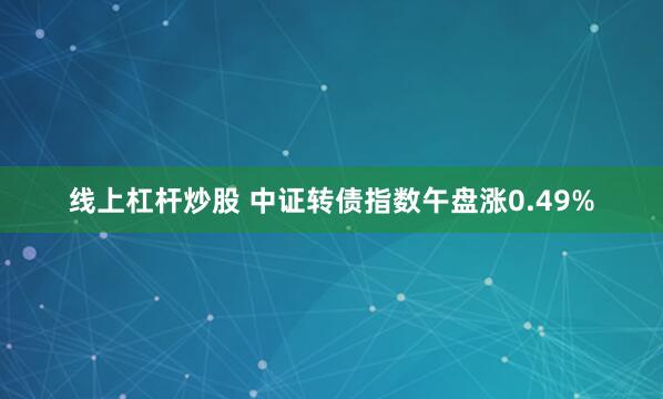 线上杠杆炒股 中证转债指数午盘涨0.49%
