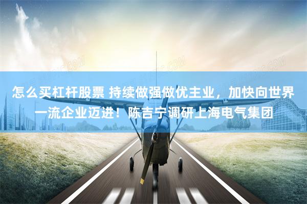 怎么买杠杆股票 持续做强做优主业，加快向世界一流企业迈进！陈吉宁调研上海电气集团