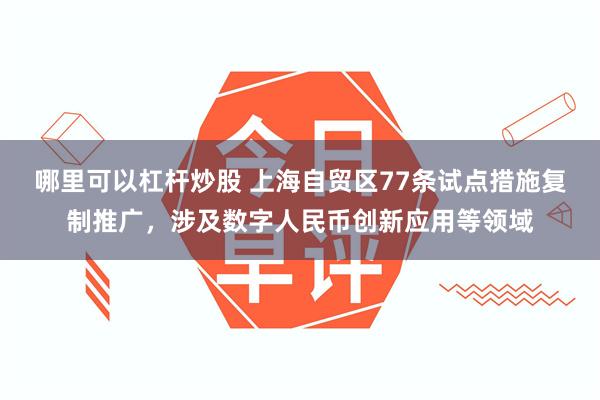 哪里可以杠杆炒股 上海自贸区77条试点措施复制推广，涉及数字人民币创新应用等领域